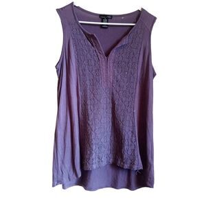 RXB Women's Lace Like Front Purple Sleeve-less Top Medium
